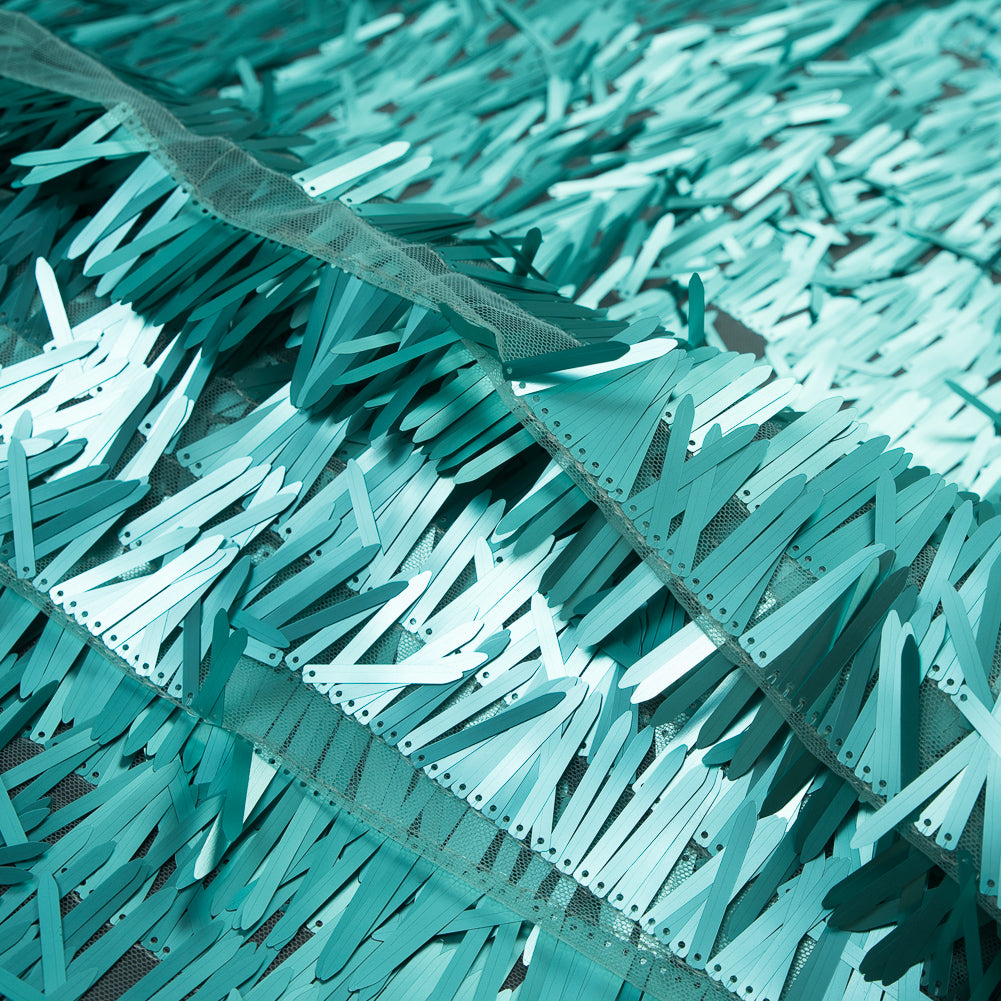 Soft Tulle with Fringe Sequins - Dull Mint - Phryne Collection Detail Soft Tulle with Fringe Sequins - Dull Mint - Phryne Collection Detail