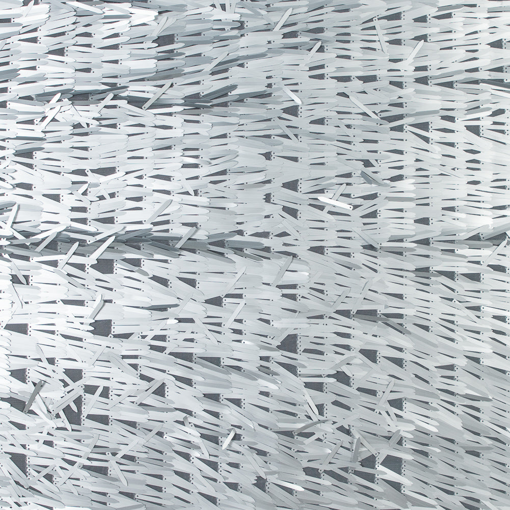 Soft Tulle with Fringe Sequins - Dull Silver - Phryne Collection Soft Tulle with Fringe Sequins - Dull Silver - Phryne Collection