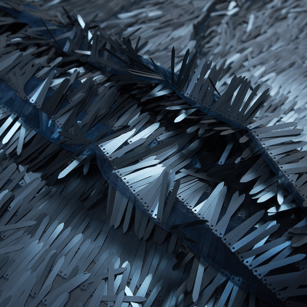 Soft Tulle with Fringe Sequins - Dull Navy - Phryne Collection Detail Soft Tulle with Fringe Sequins - Dull Navy - Phryne Collection Detail