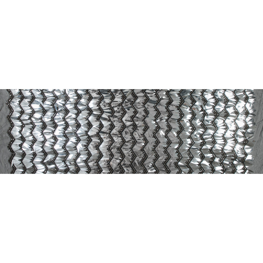 Black and Silver Chevron Fringe Sequin Fabric Folded Black and Silver Chevron Fringe Sequin Fabric Folded