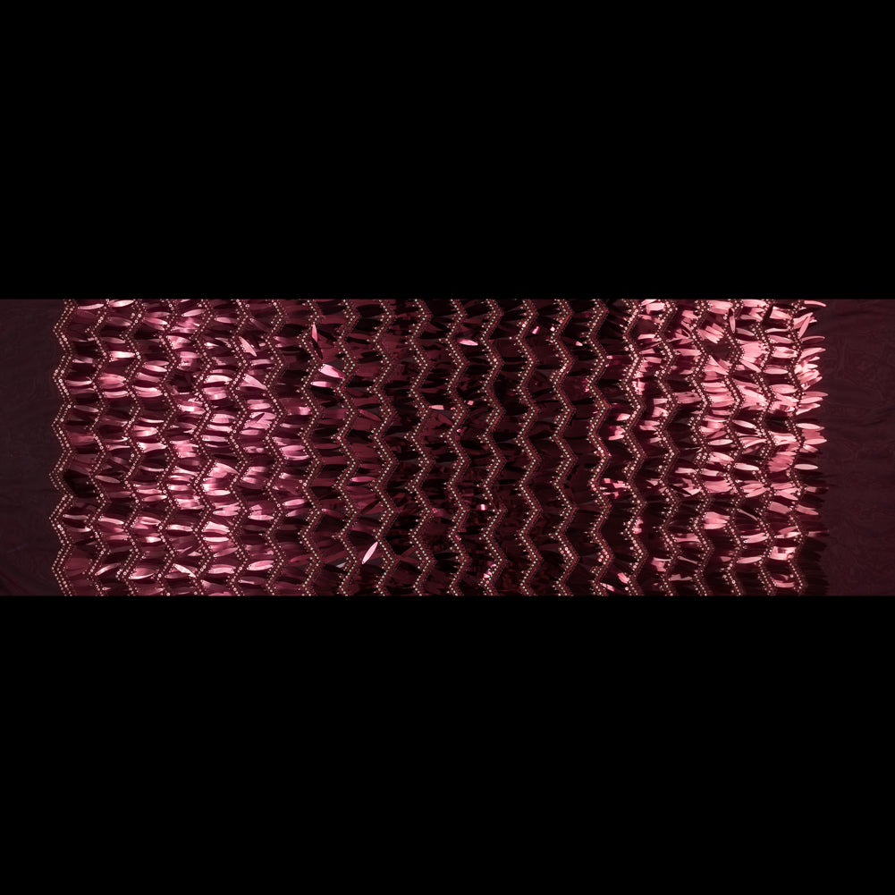 Fringe Sequin Fabric - Cranberry Chevrons Full Fringe Sequin Fabric - Cranberry Chevrons Full