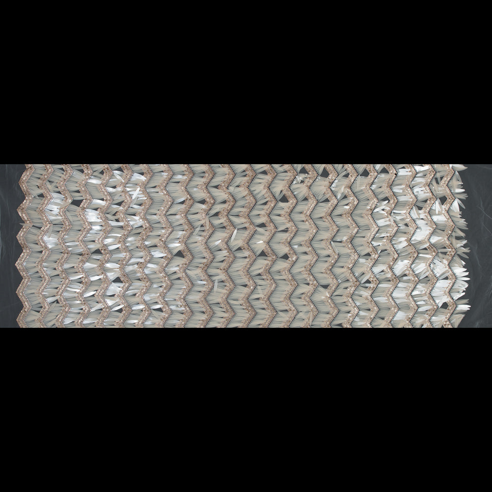 Fringe Sequin Fabric - Rose Gold and Beige Chevrons Folded Fringe Sequin Fabric - Rose Gold and Beige Chevrons Folded