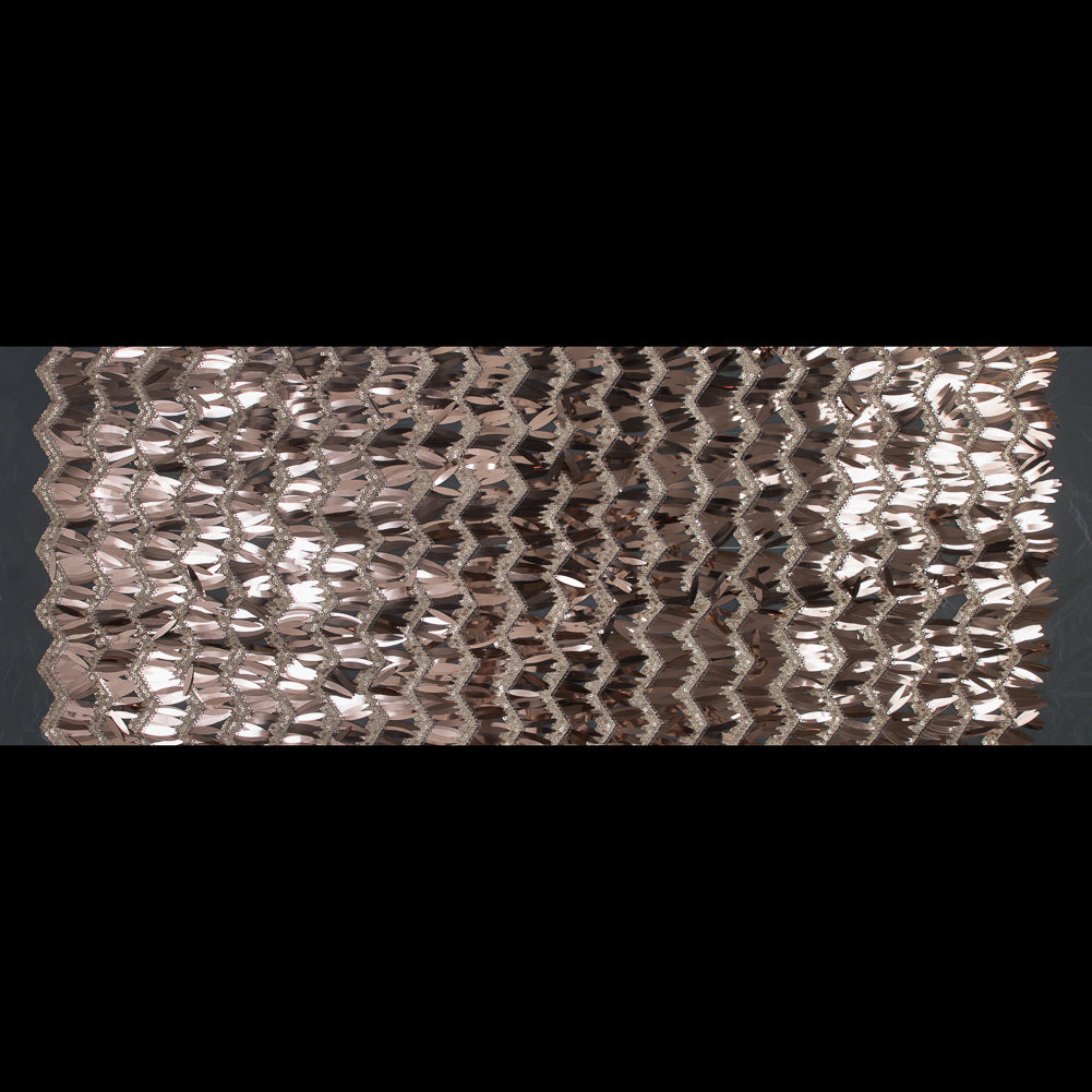 Fringe Sequin Fabric - Rose Gold Chevrons Folded Fringe Sequin Fabric - Rose Gold Chevrons Folded