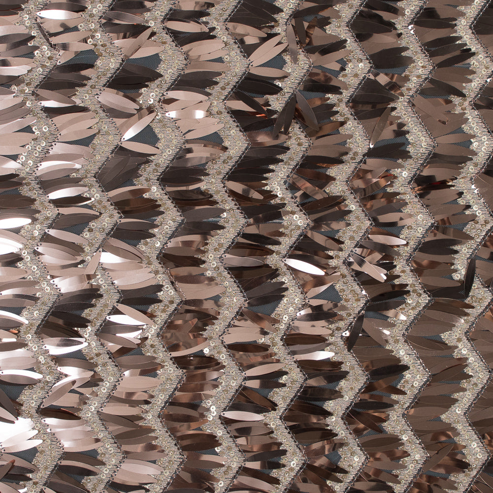 Fringe Sequin Fabric - Rose Gold Chevrons Fringe Sequin Fabric - Rose Gold Chevrons