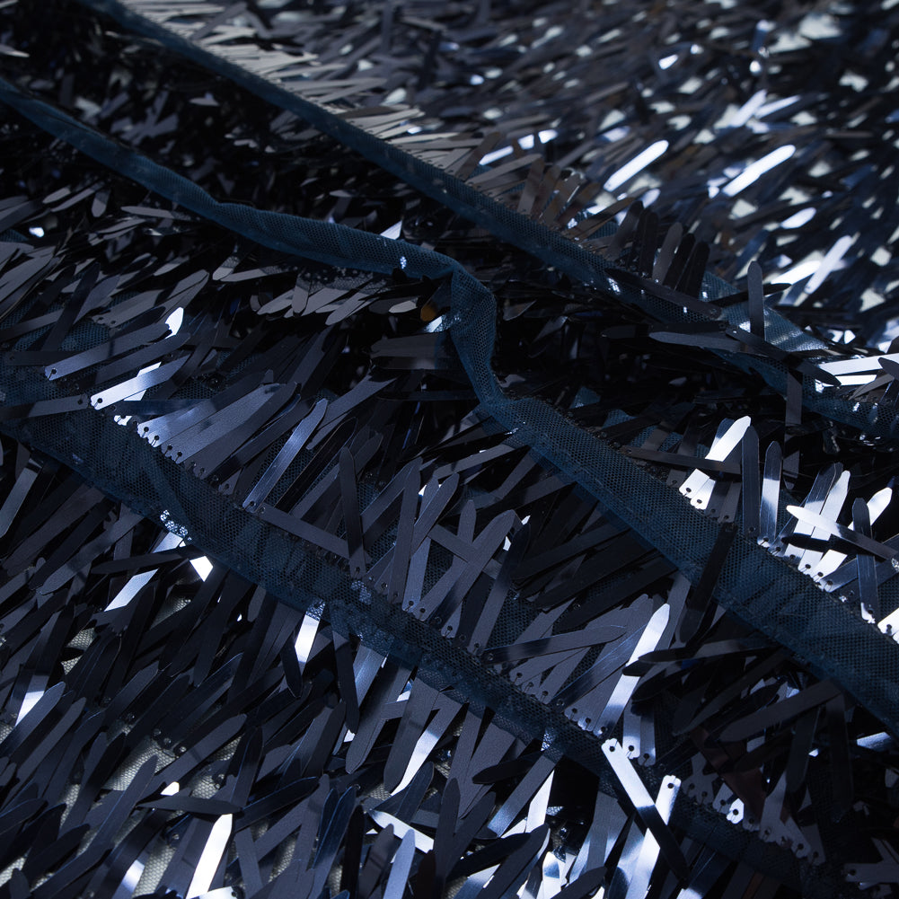 Soft Tulle with Fringe Sequins - Shiny Navy - Phryne Collection Detail Soft Tulle with Fringe Sequins - Shiny Navy - Phryne Collection Detail