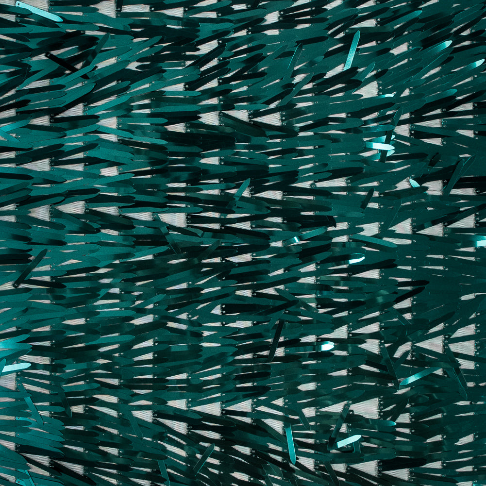 Soft Tulle with Fringe Sequins - Shiny Emerald - Phryne Collection Soft Tulle with Fringe Sequins - Shiny Emerald - Phryne Collection