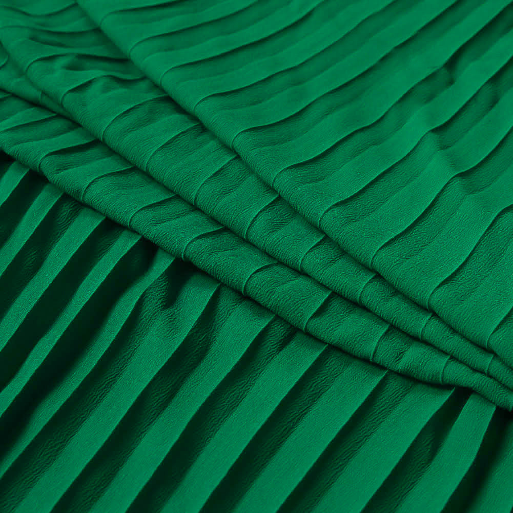 Accordion Pleated Chiffon - Emerald Green - Etereo Collection Full Accordion Pleated Chiffon - Emerald Green - Etereo Collection Full