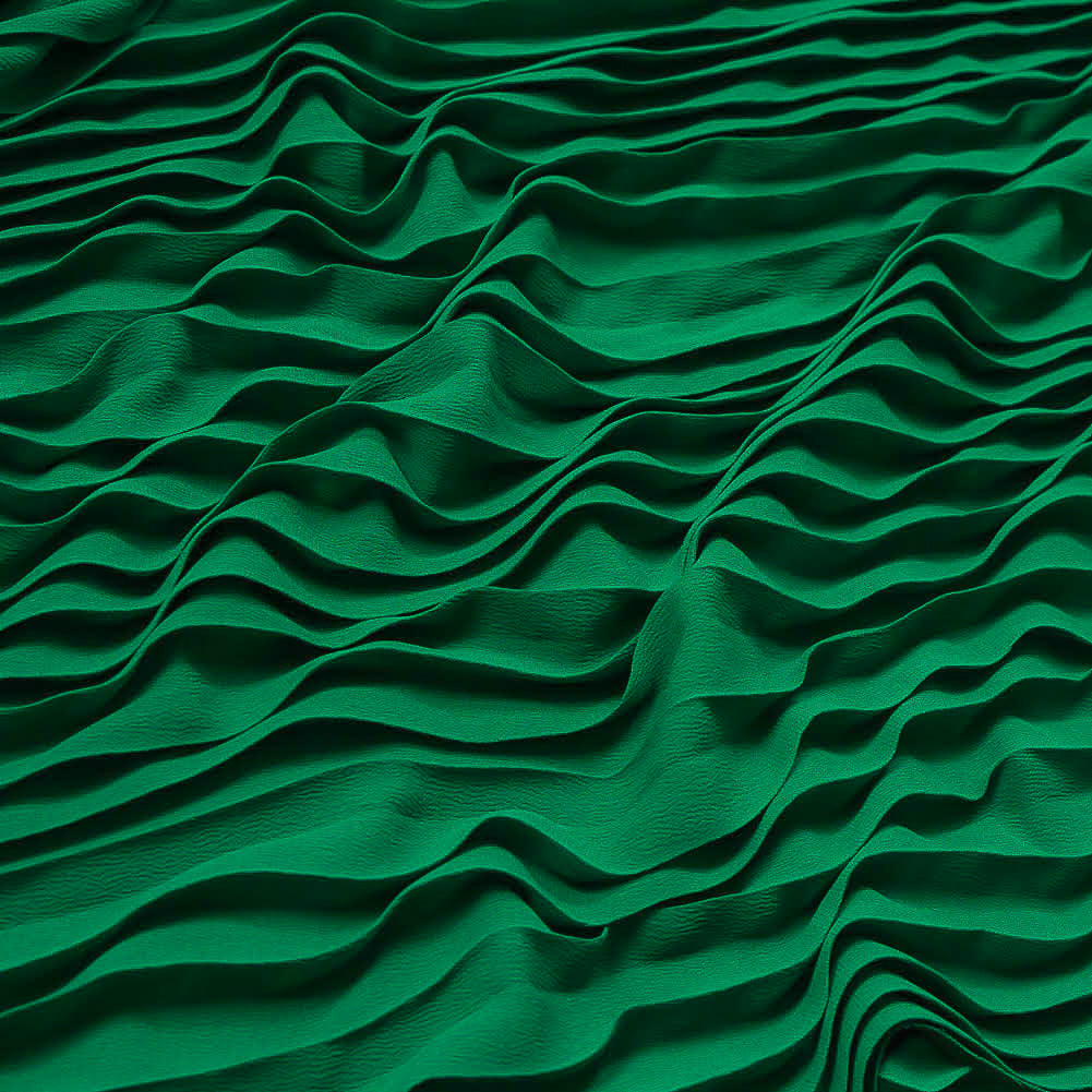 Accordion Pleated Chiffon - Emerald Green - Etereo Collection Accordion Pleated Chiffon - Emerald Green - Etereo Collection