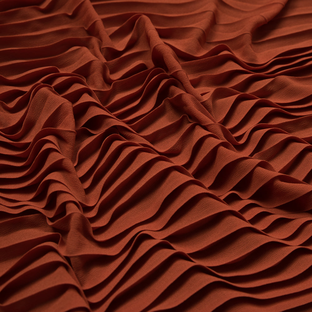 Accordion Pleated Chiffon - Burnt Orange - Etereo Collection Accordion Pleated Chiffon - Burnt Orange - Etereo Collection