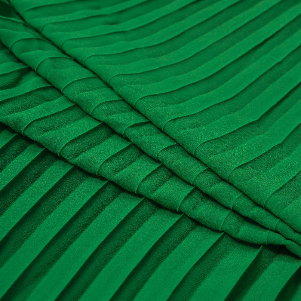Accordion Pleated Chiffon - Kelly Green - Etereo Collection Folded Accordion Pleated Chiffon - Kelly Green - Etereo Collection Folded