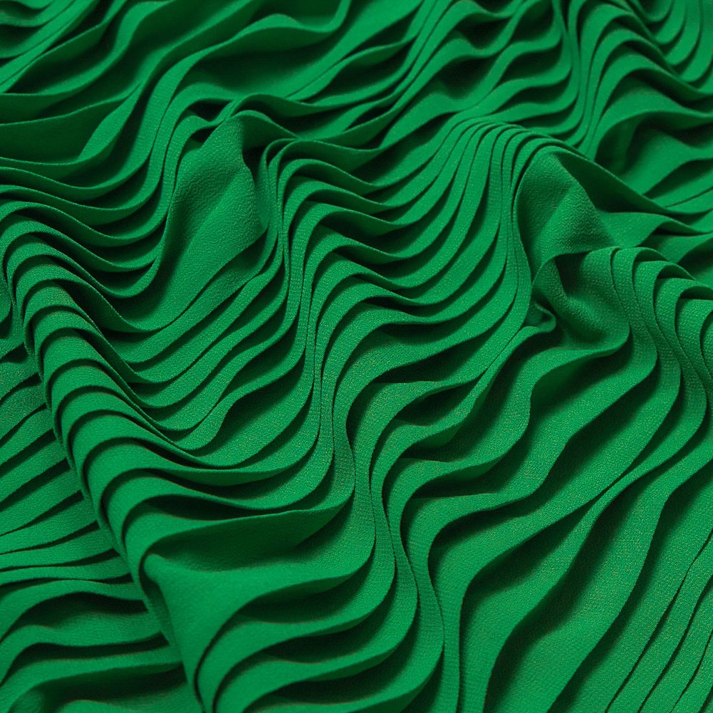 Accordion Pleated Chiffon - Kelly Green - Etereo Collection Accordion Pleated Chiffon - Kelly Green - Etereo Collection
