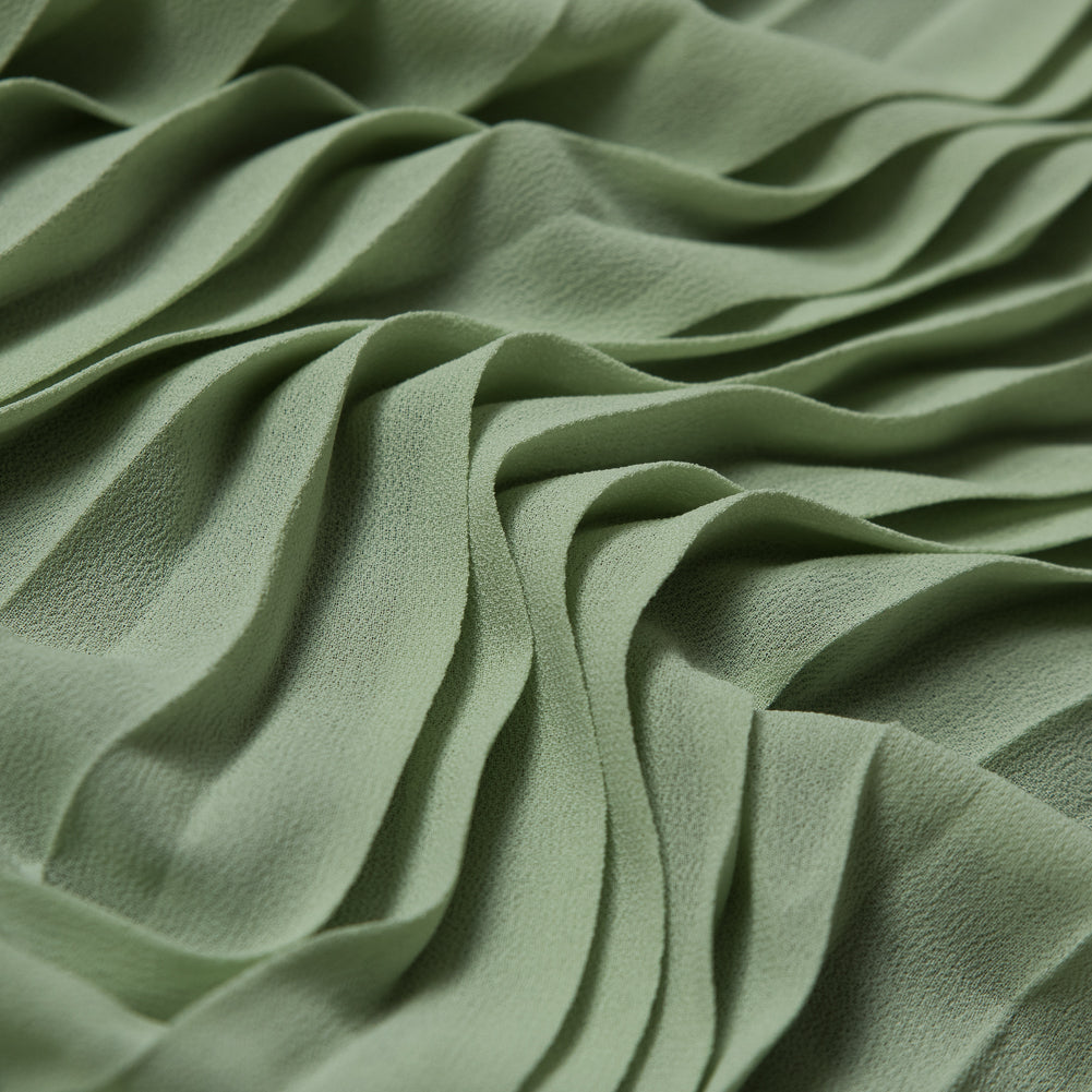 Accordion Pleated Chiffon - Pea Green - Etereo Collection Full Accordion Pleated Chiffon - Pea Green - Etereo Collection Full