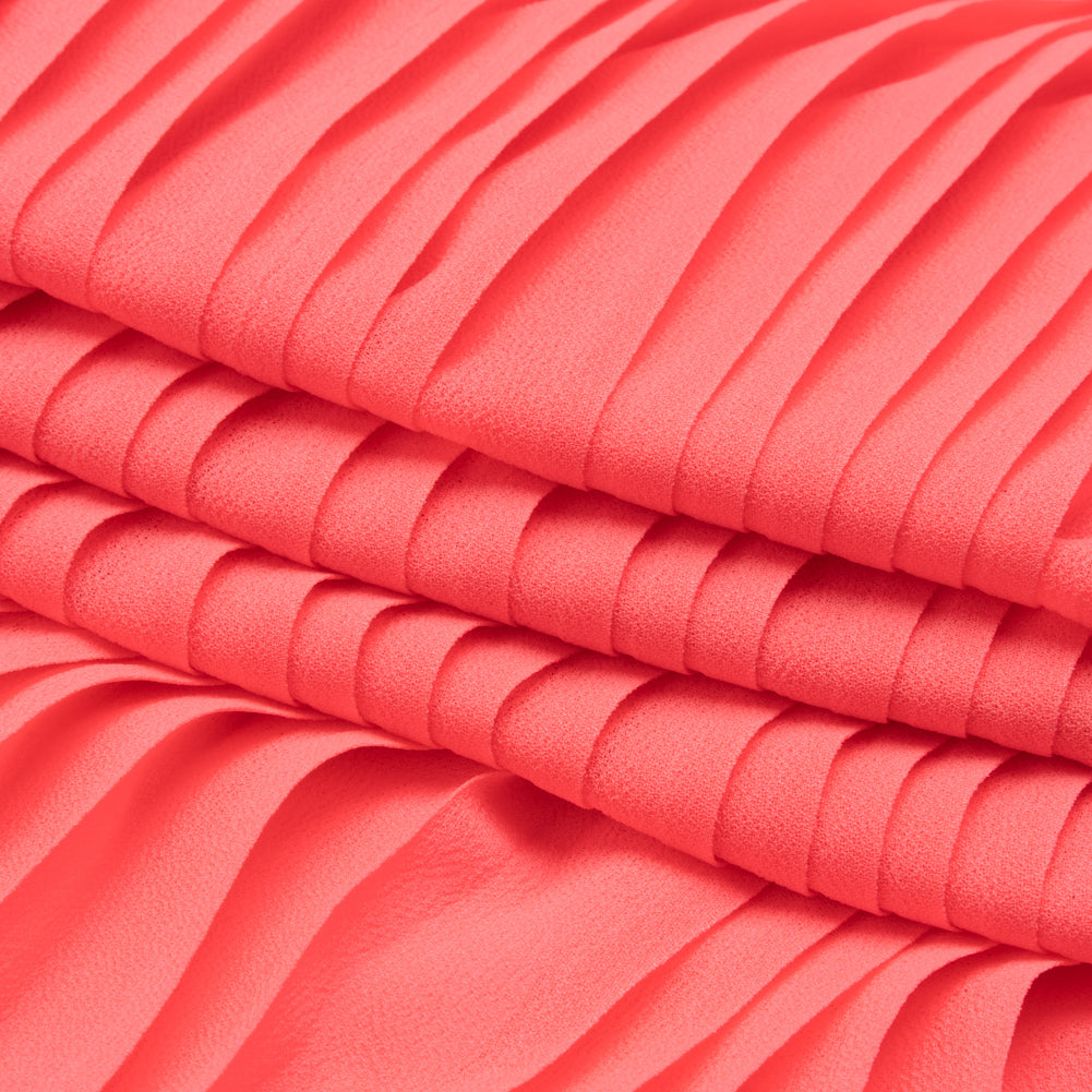 Accordion Pleated Chiffon - Neon Pink - Etereo Collection Full Accordion Pleated Chiffon - Neon Pink - Etereo Collection Full