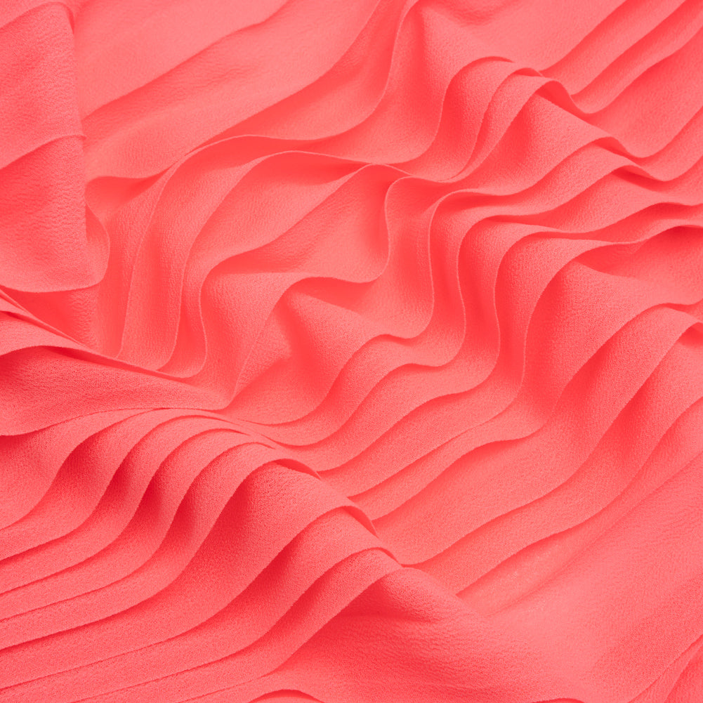Accordion Pleated Chiffon - Neon Pink - Etereo Collection Accordion Pleated Chiffon - Neon Pink - Etereo Collection