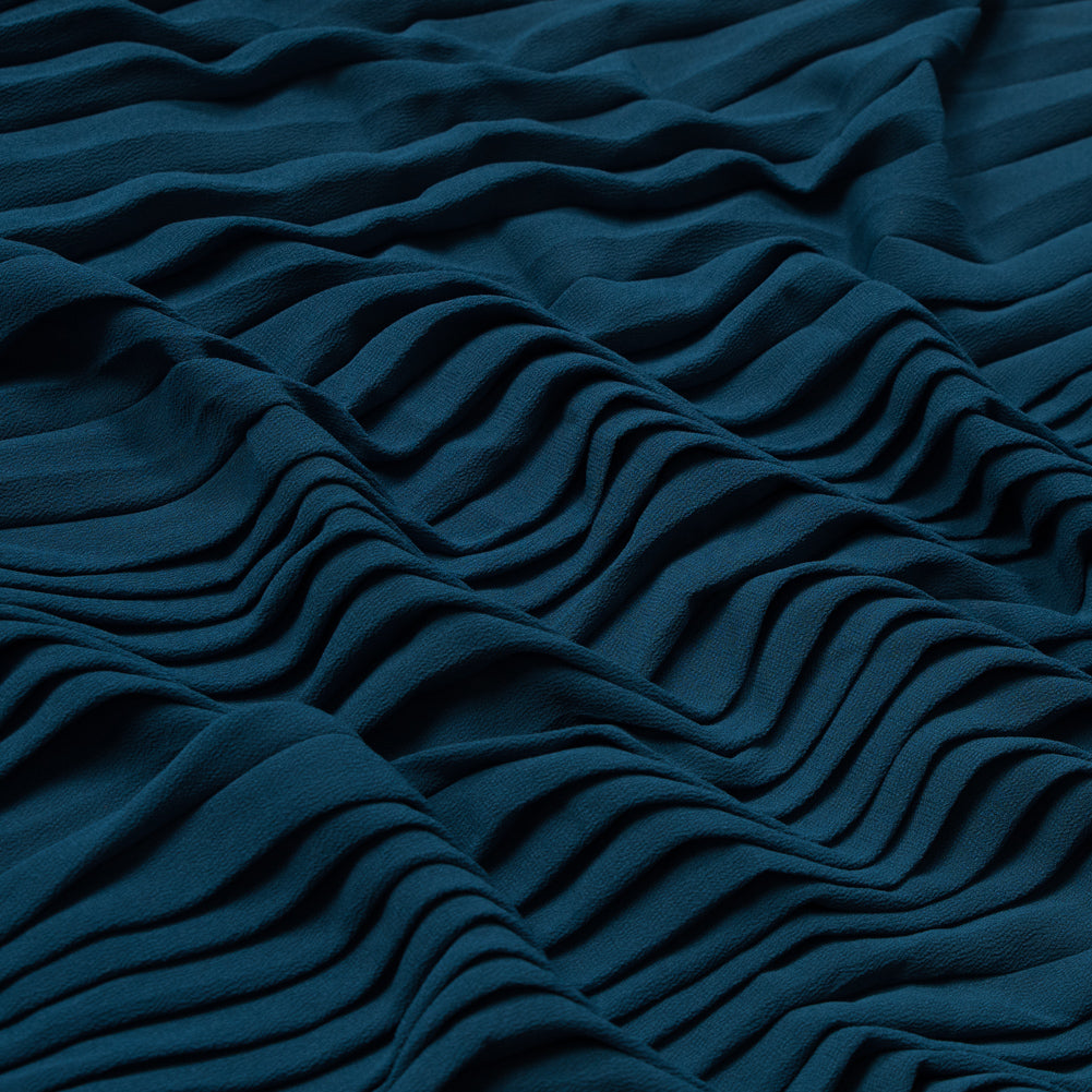 Accordion Pleated Chiffon - Teal - Etereo Collection Accordion Pleated Chiffon - Teal - Etereo Collection