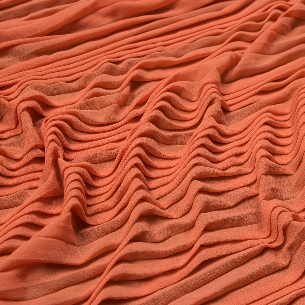 Accordion Pleated Chiffon - Tangerine - Etereo Collection Accordion Pleated Chiffon - Tangerine - Etereo Collection