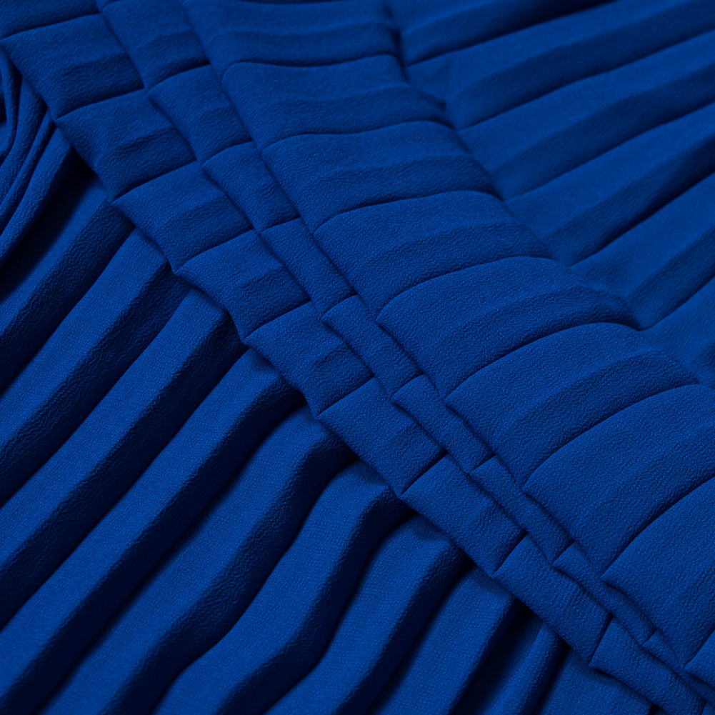 Accordion Pleated Chiffon - Royal Blue - Etereo Collection Detail Accordion Pleated Chiffon - Royal Blue - Etereo Collection Detail