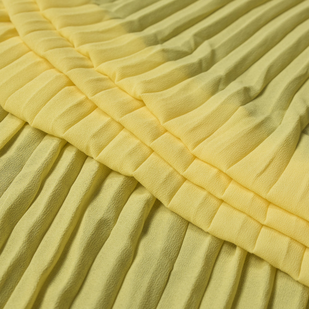 Accordion Pleated Chiffon - Mellow Yellow - Etereo Collection Detail Accordion Pleated Chiffon - Mellow Yellow - Etereo Collection Detail