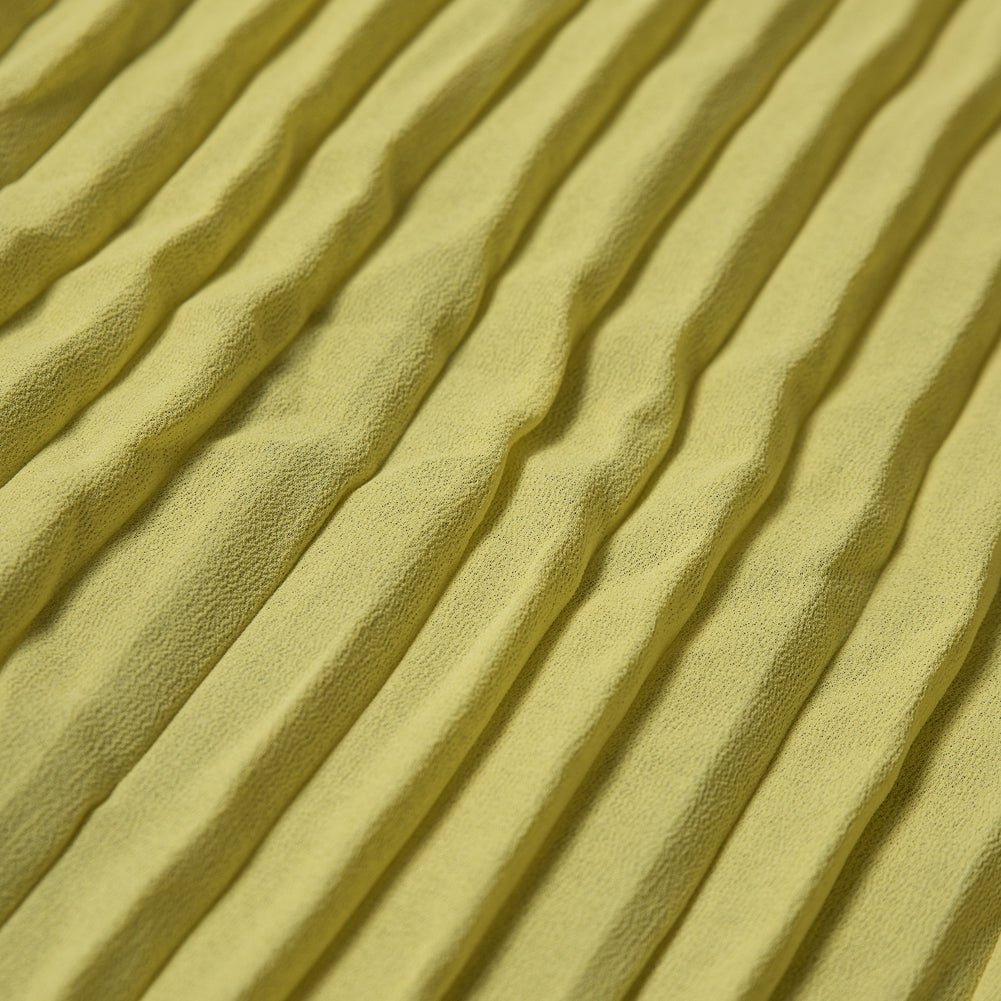 Accordion Pleated Chiffon - Mellow Yellow - Etereo Collection Full Accordion Pleated Chiffon - Mellow Yellow - Etereo Collection Full