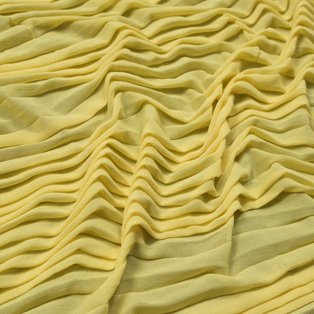 Accordion Pleated Chiffon - Mellow Yellow - Etereo Collection Accordion Pleated Chiffon - Mellow Yellow - Etereo Collection