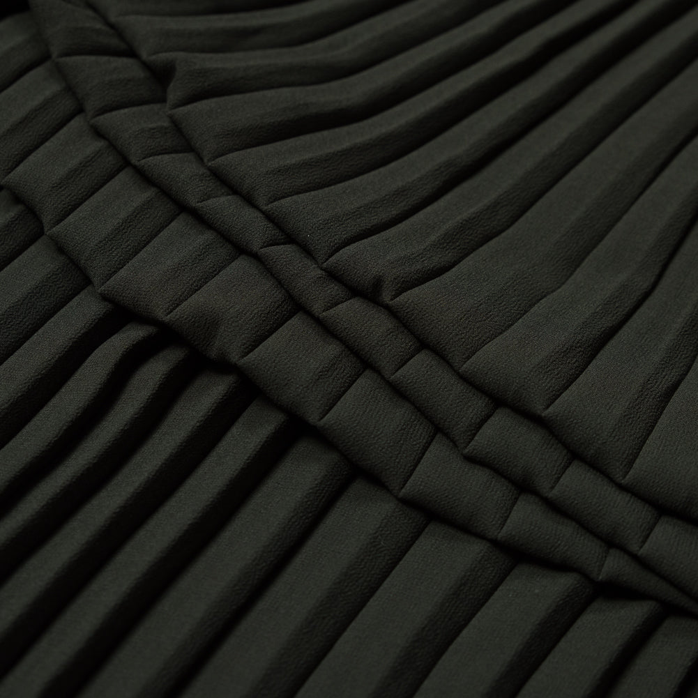 Accordion Pleated Chiffon - Forest Green - Etereo Collection Detail Accordion Pleated Chiffon - Forest Green - Etereo Collection Detail