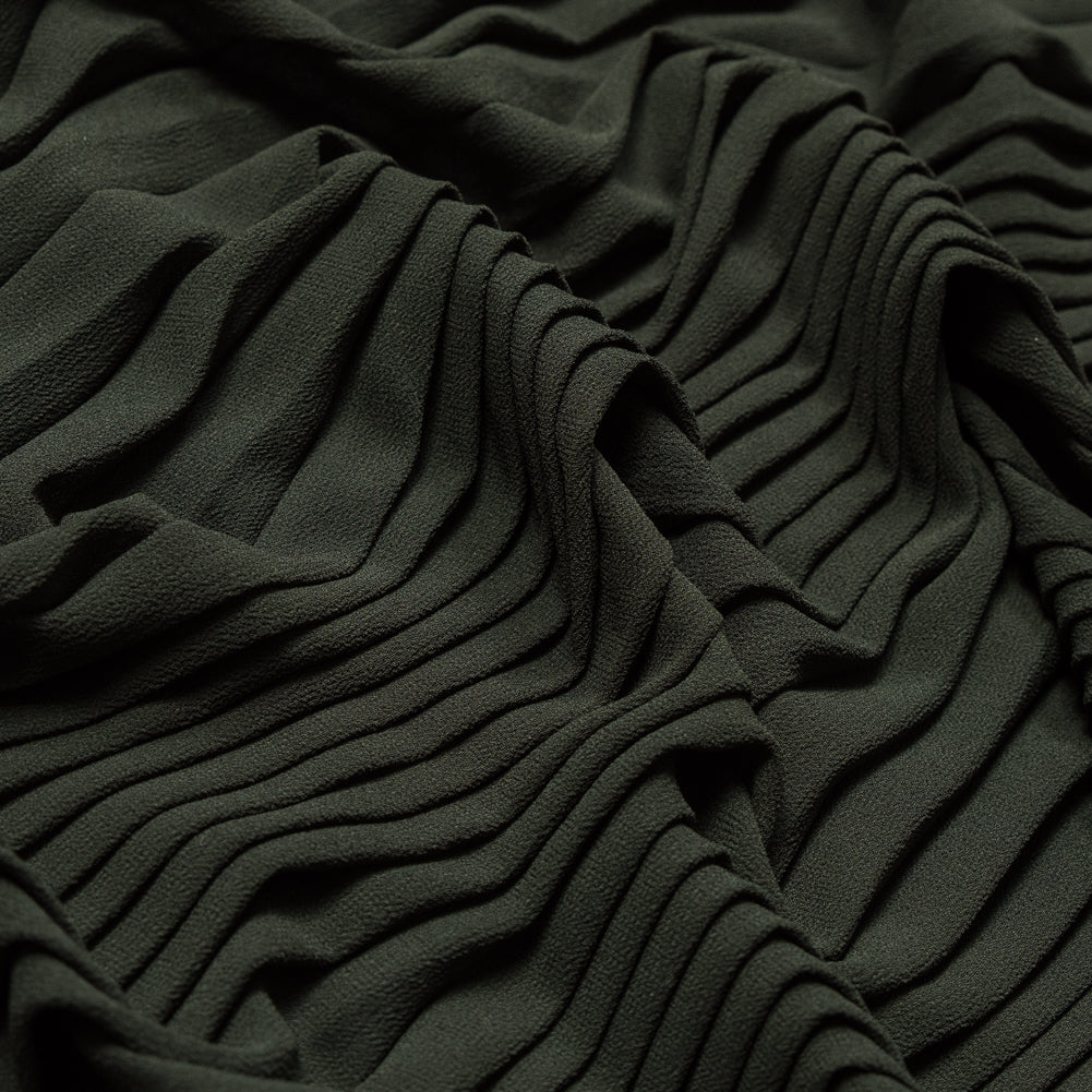 Accordion Pleated Chiffon - Forest Green - Etereo Collection Accordion Pleated Chiffon - Forest Green - Etereo Collection