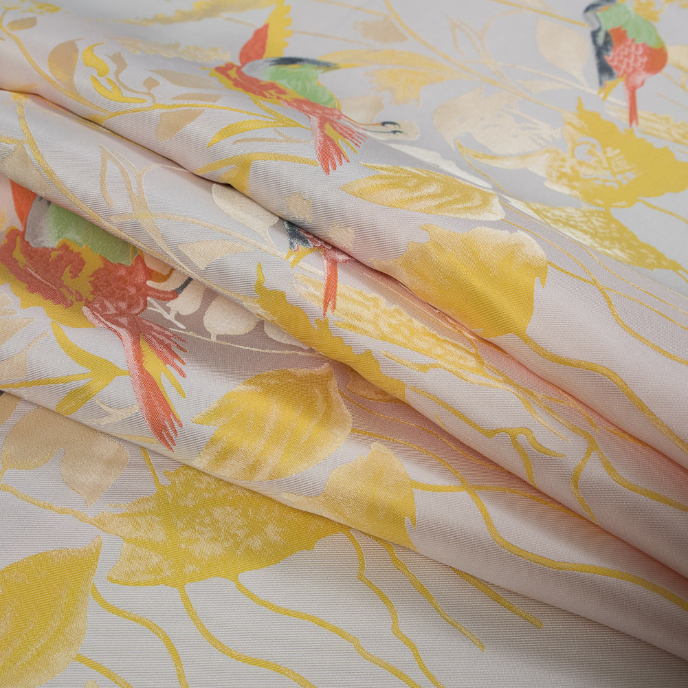 Sunshine Yellow Birds and Stalks Jacquard Panel Folded Sunshine Yellow Birds and Stalks Jacquard Panel Folded