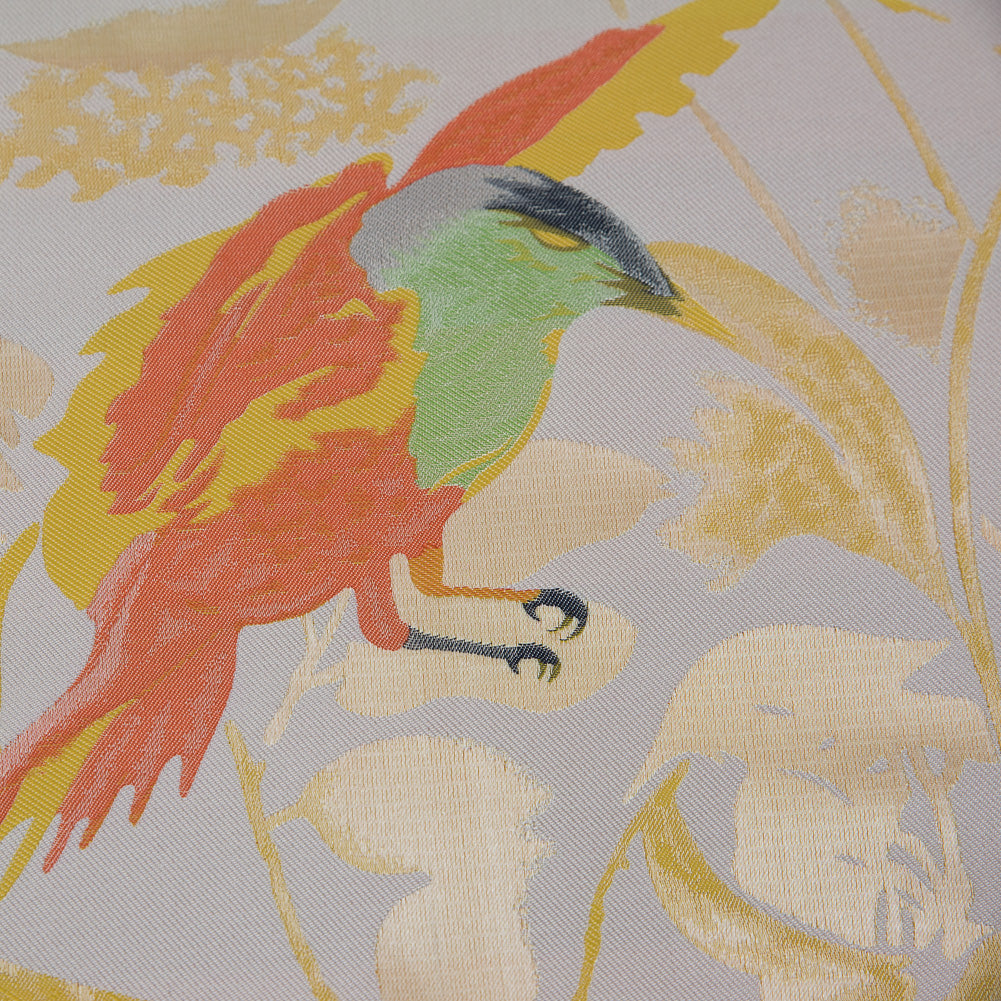 Sunshine Yellow Birds and Stalks Jacquard Panel Detail Sunshine Yellow Birds and Stalks Jacquard Panel Detail