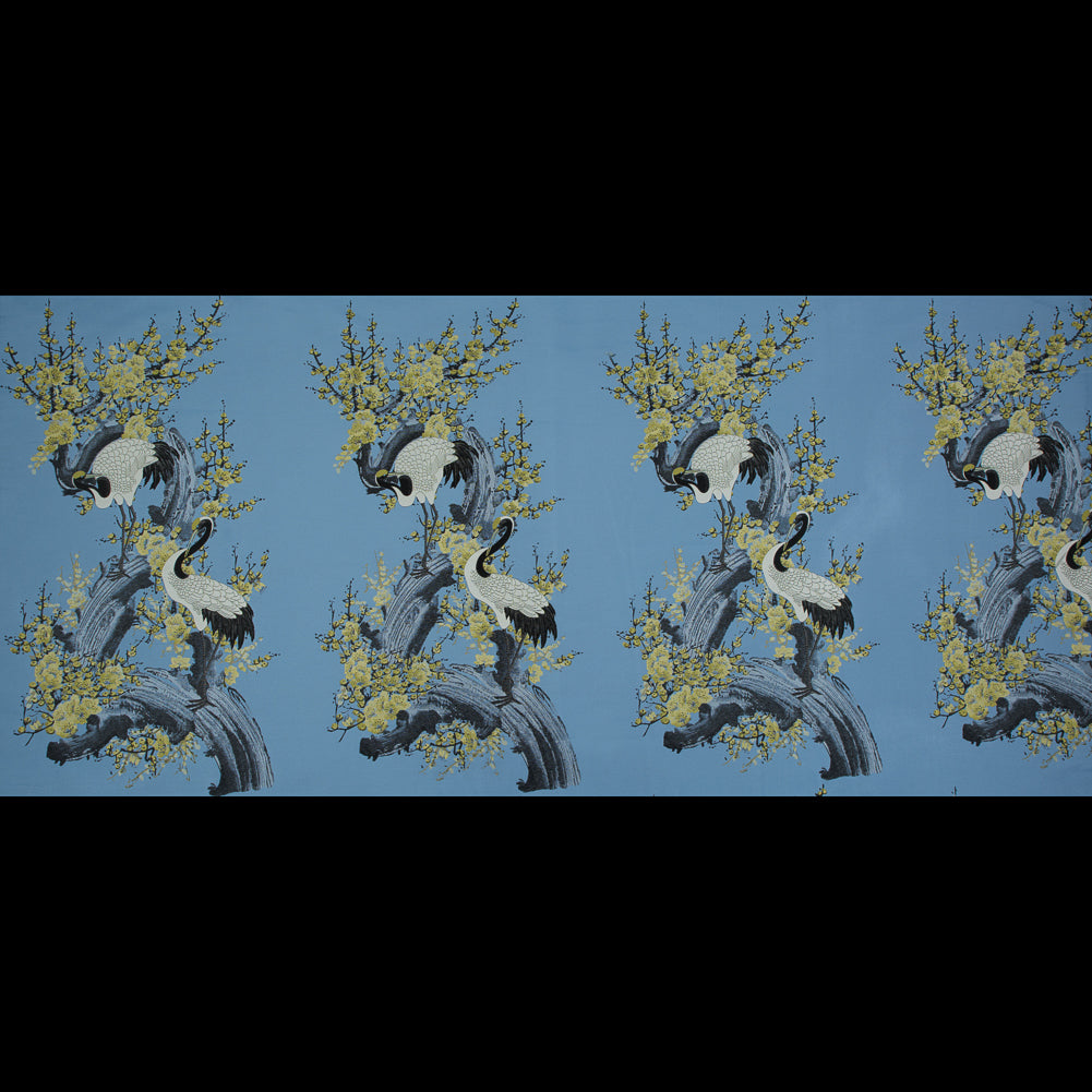 Blue and Green Crane Jacquard Panel Full Blue and Green Crane Jacquard Panel Full