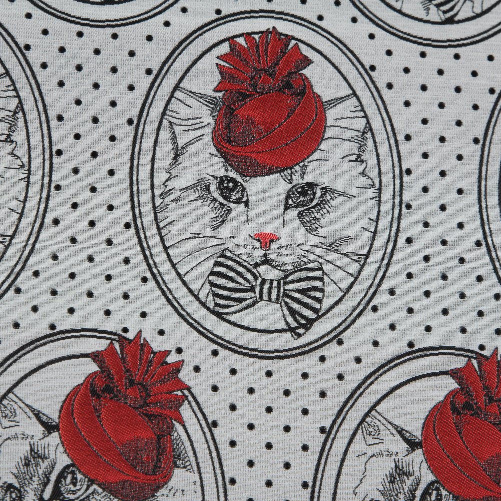 Red, White and Black Cat with Top Hat Jacquard Full Red, White and Black Cat with Top Hat Jacquard Full