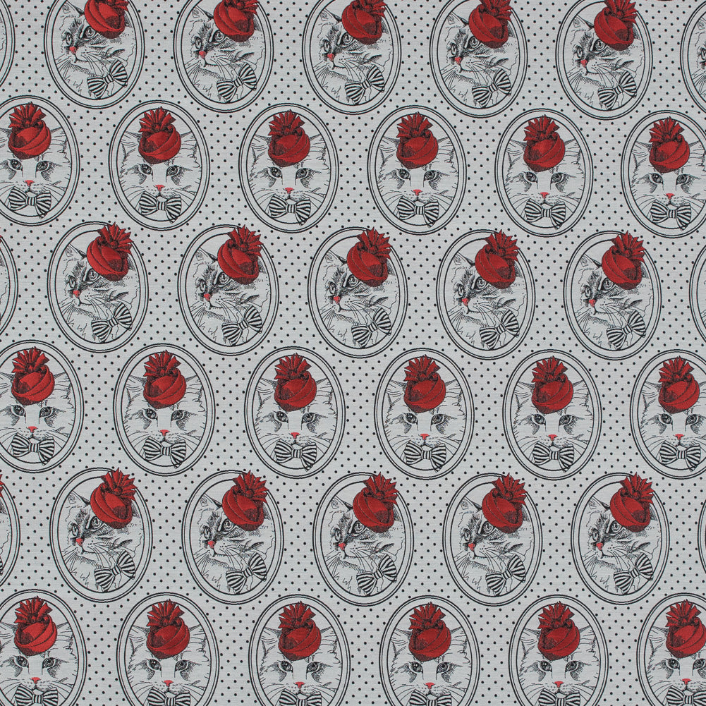 Red, White and Black Cat with Top Hat Jacquard Red, White and Black Cat with Top Hat Jacquard