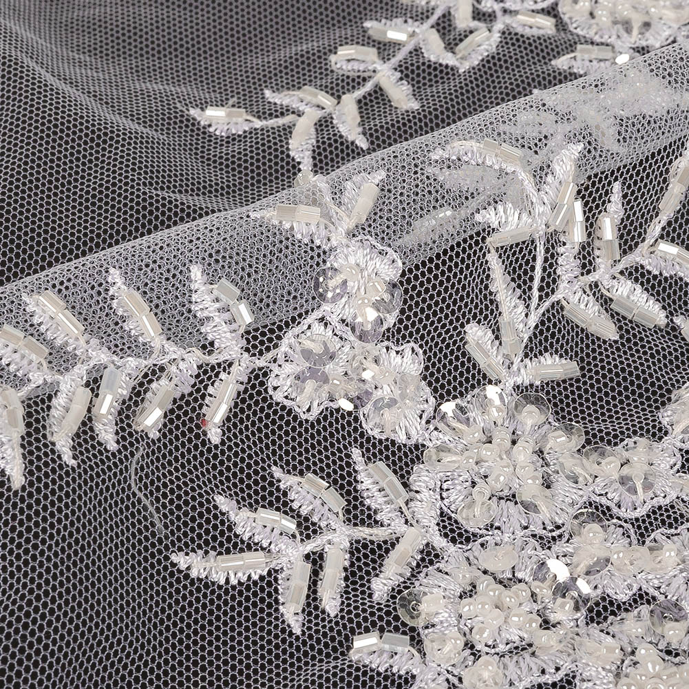 Cloud Dancer Floral Beaded Embroidered Bridal Lace Detail Cloud Dancer Floral Beaded Embroidered Bridal Lace Detail