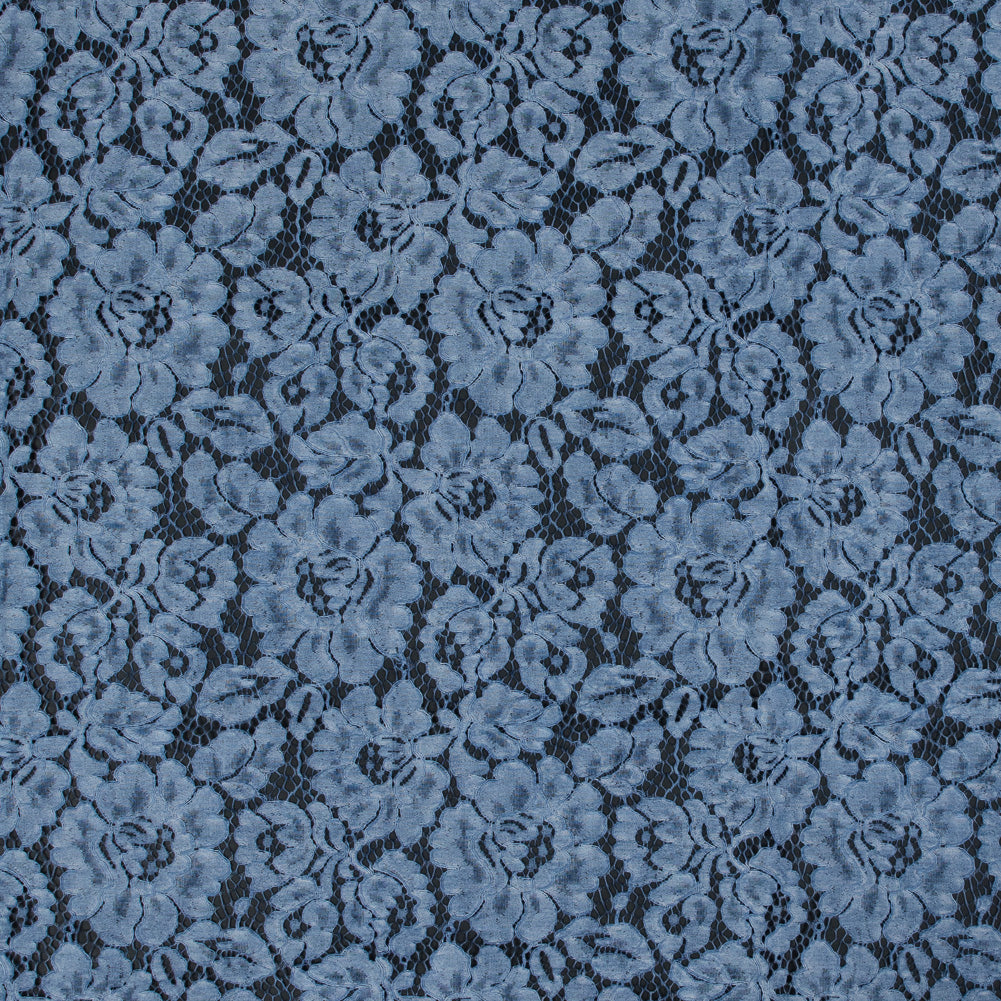 Pad Dyed Cotton Lace - Sky Blue Floral - Stevie Collection Pad Dyed Cotton Lace - Sky Blue Floral - Stevie Collection
