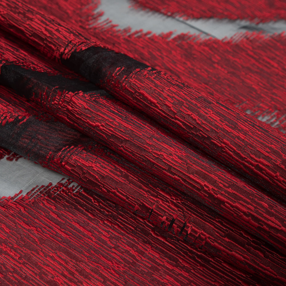 Organza Burnout Jacquard - Red Chevron Detail Organza Burnout Jacquard - Red Chevron Detail