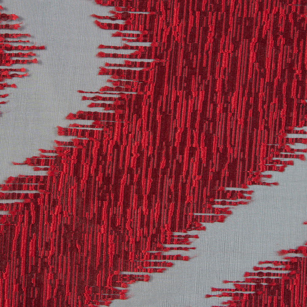 Organza Burnout Jacquard - Red Chevron Full Organza Burnout Jacquard - Red Chevron Full