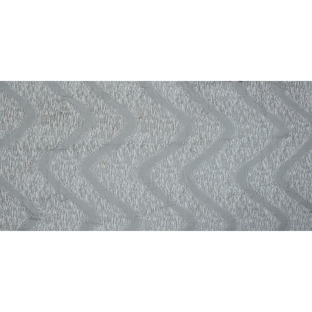 Organza Burnout Jacquard - Silver Chevron Folded Organza Burnout Jacquard - Silver Chevron Folded