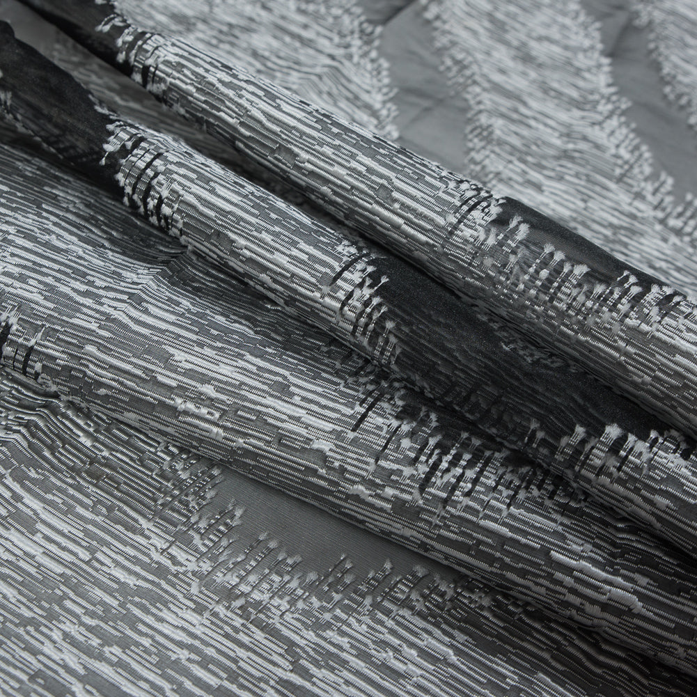 Organza Burnout Jacquard - Silver Chevron Detail Organza Burnout Jacquard - Silver Chevron Detail