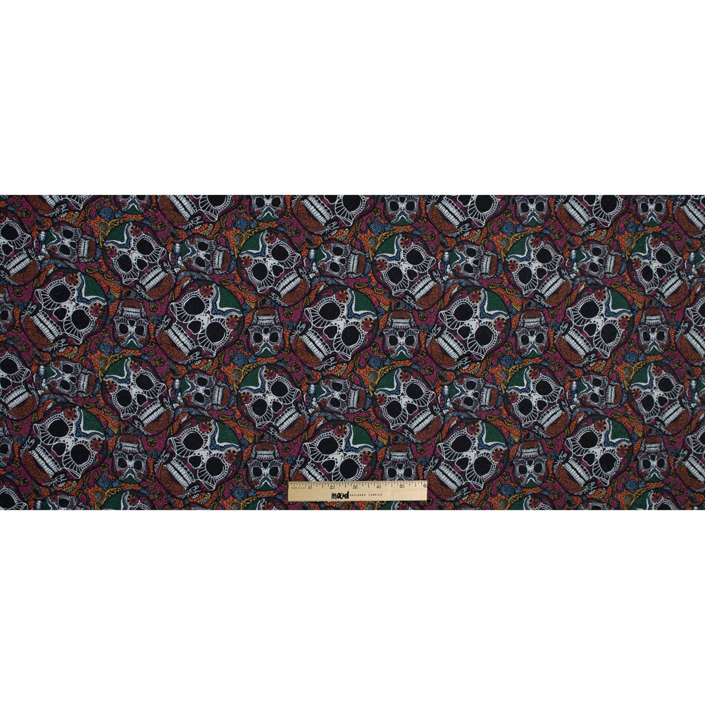 Multicolor Skull Printed Wrinkled Faux Plisse Full Multicolor Skull Printed Wrinkled Faux Plisse Full