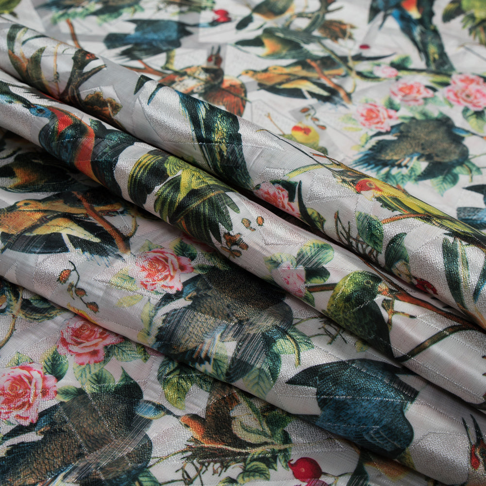 White Parakeet Printed Polyester Jacquard Folded White Parakeet Printed Polyester Jacquard Folded