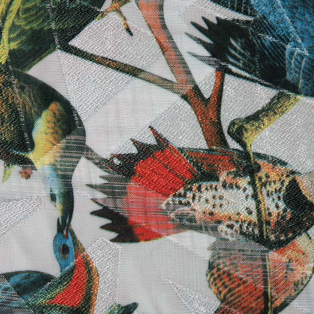 White Parakeet Printed Polyester Jacquard Detail White Parakeet Printed Polyester Jacquard Detail