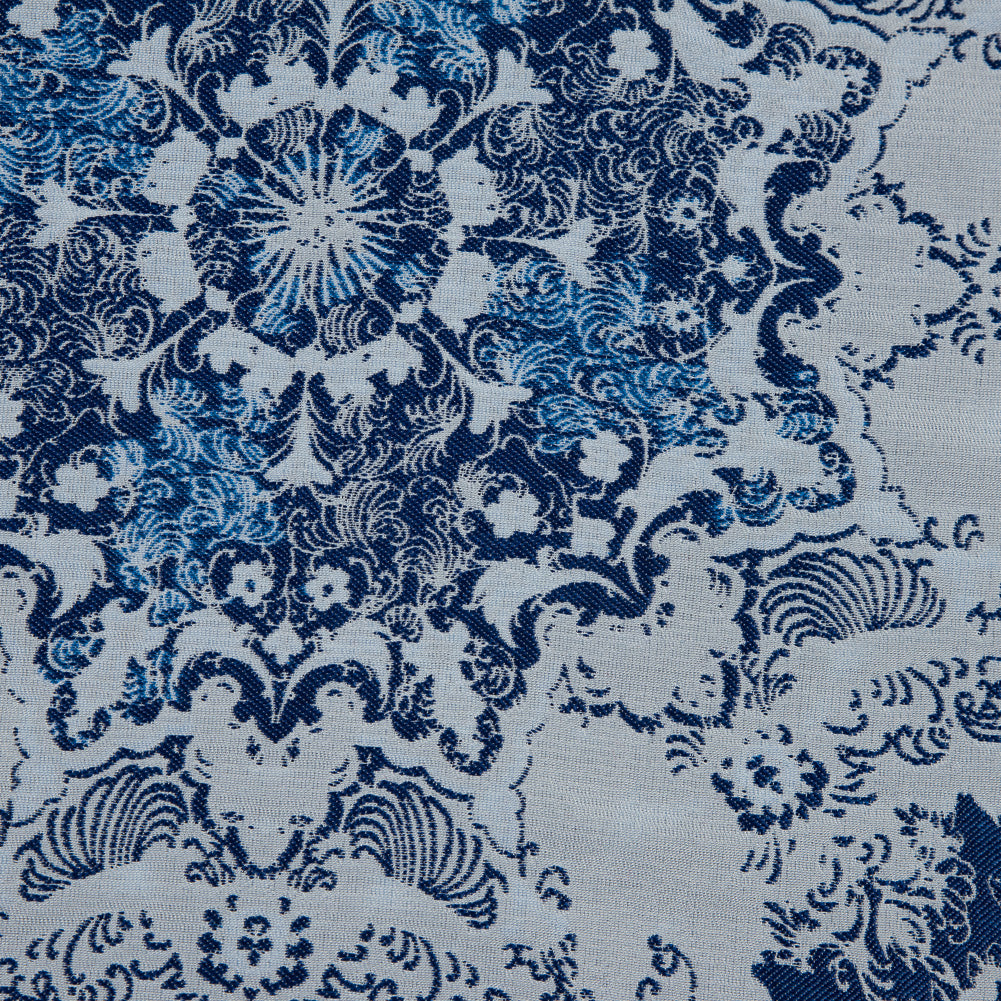 Blue and White Abstract Medallion Brocade Detail Blue and White Abstract Medallion Brocade Detail
