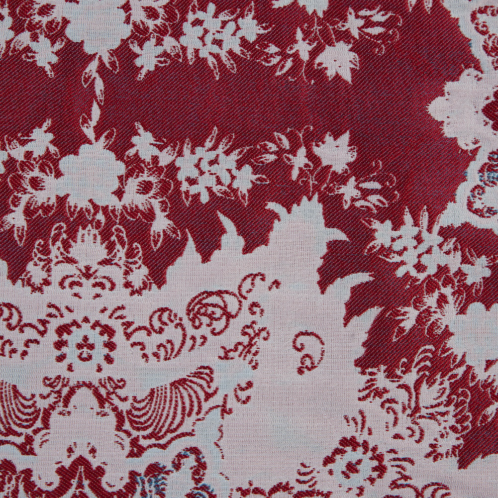 Red, Blue and White Abstract Medallion Brocade Detail Red, Blue and White Abstract Medallion Brocade Detail