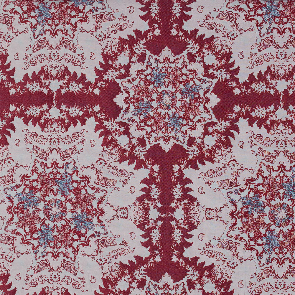 Red, Blue and White Abstract Medallion Brocade Red, Blue and White Abstract Medallion Brocade