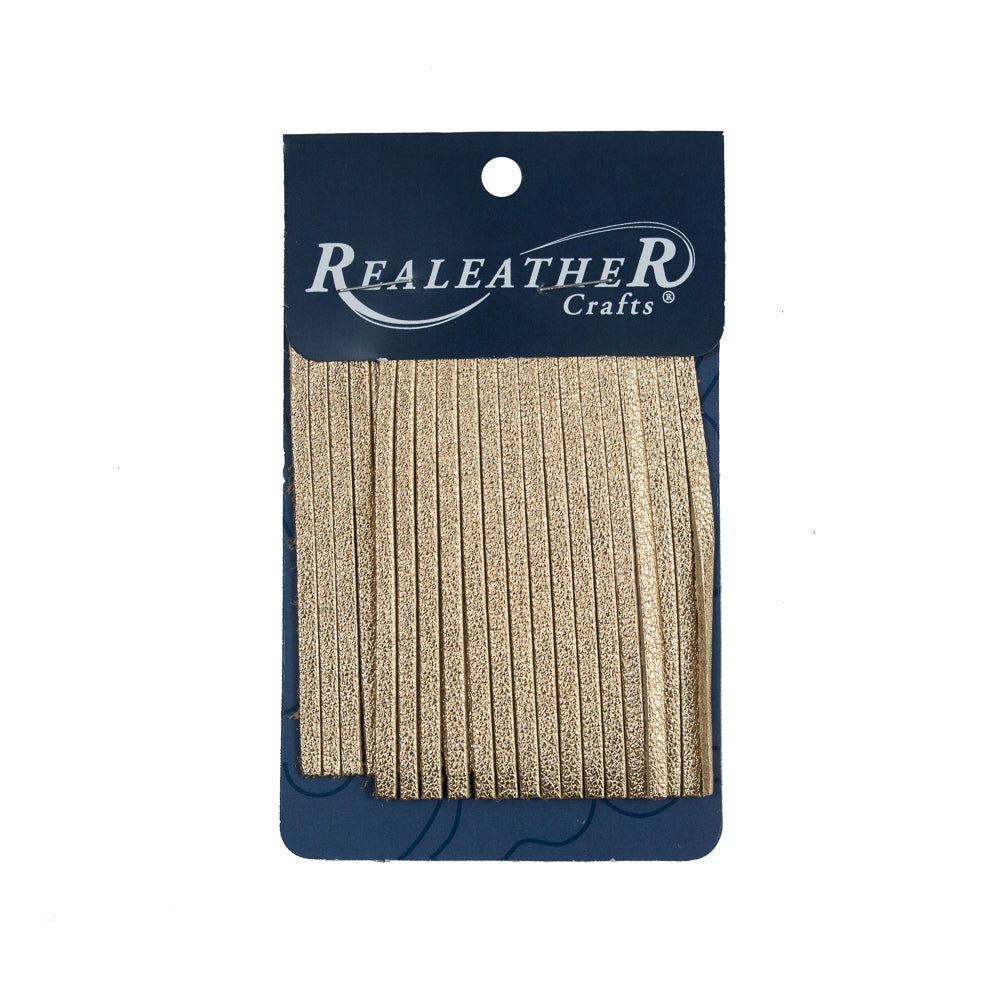 Realeather Metallic Gold Deerskin Fringe Trim - 3" Realeather Metallic Gold Deerskin Fringe Trim - 3"