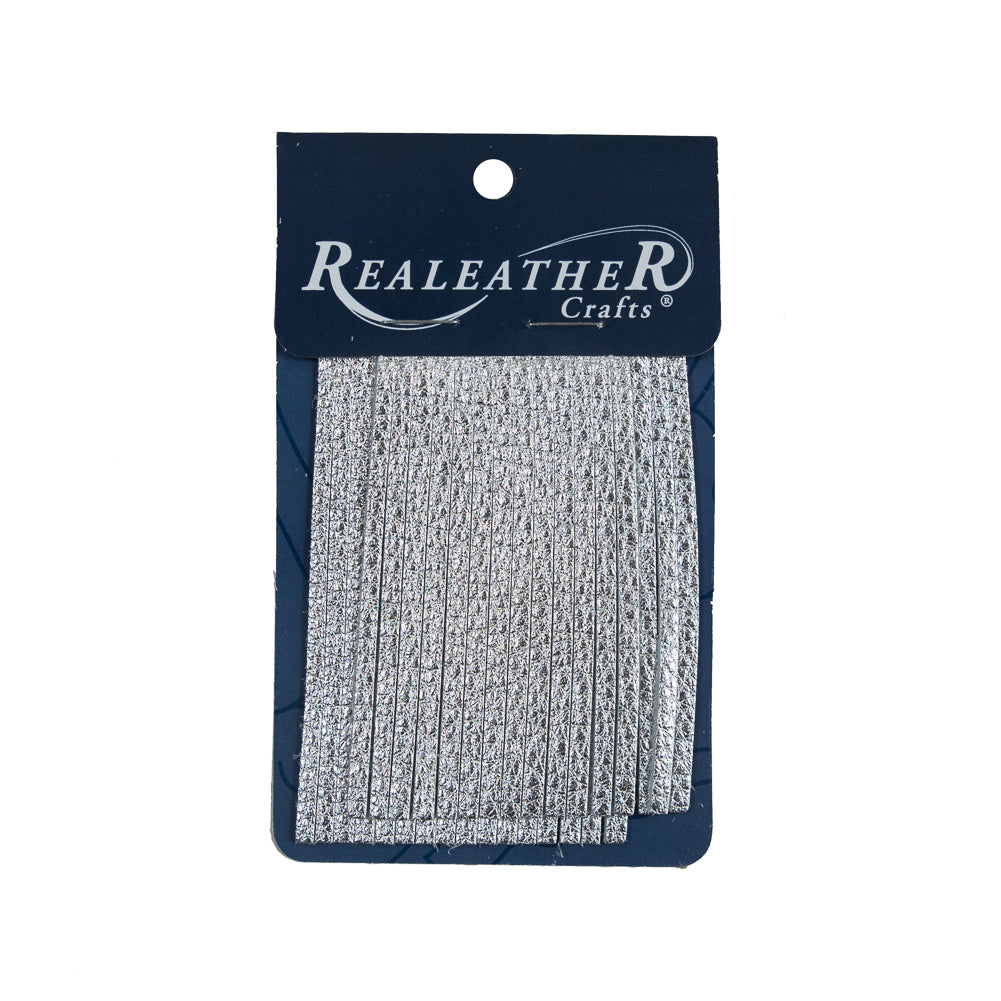 Realeather Metallic Silver Deerskin Fringe Trim - 3" Realeather Metallic Silver Deerskin Fringe Trim - 3"