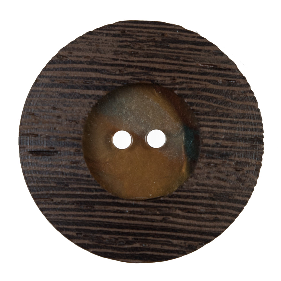 Brown Wooden 2-Hole Button - 55L/35mm Detail Brown Wooden 2-Hole Button - 55L/35mm Detail