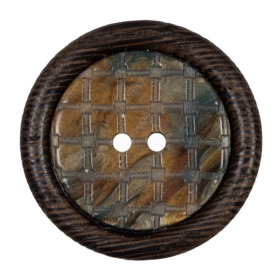 Brown Wooden 2-Hole Button - 55L/35mm Brown Wooden 2-Hole Button - 55L/35mm