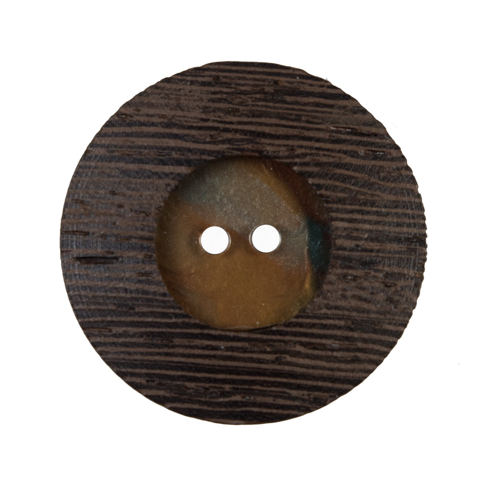 Brown Wooden 2-Hole Button - 50L/32mm Detail Brown Wooden 2-Hole Button - 50L/32mm Detail