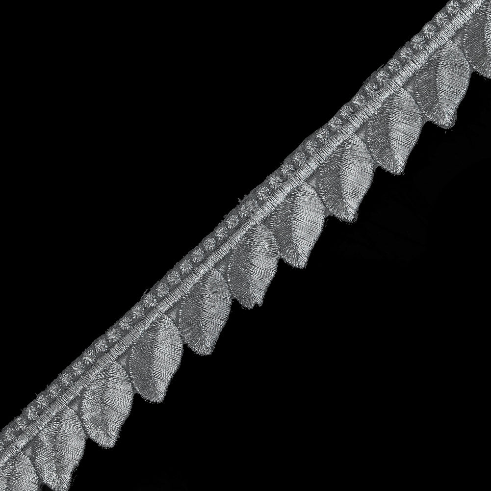 Metallic Silver Iron-on Leaf Trim - 0.75" Detail Metallic Silver Iron-on Leaf Trim - 0.75" Detail