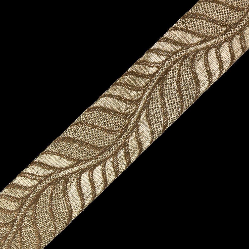 Gold Metallic Jacquard Ribbon - 1.5" Detail Gold Metallic Jacquard Ribbon - 1.5" Detail